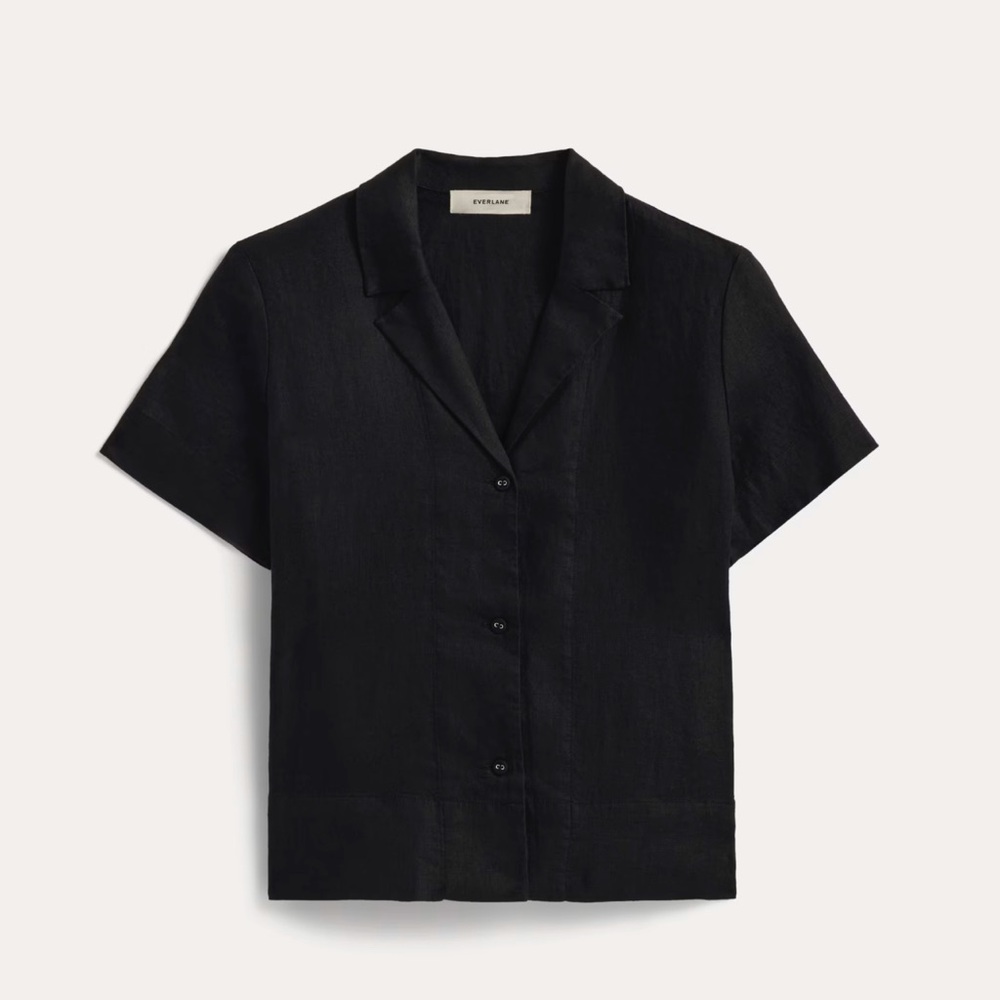 Everlane The Notch Shirt In Linen Black S